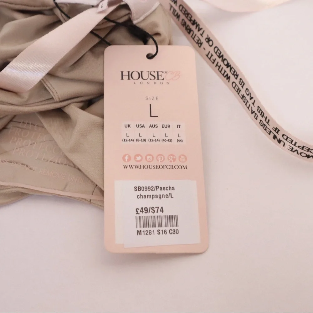 NWT House of CB One Piece Beige Bodysuit - Picture 3 of 5